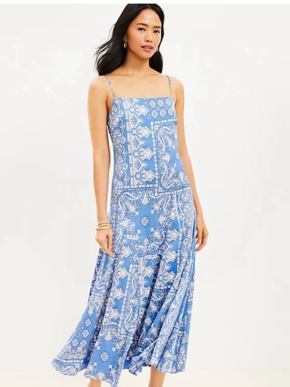 LOFT Paisley Bandana Midi Slip Dress size 12